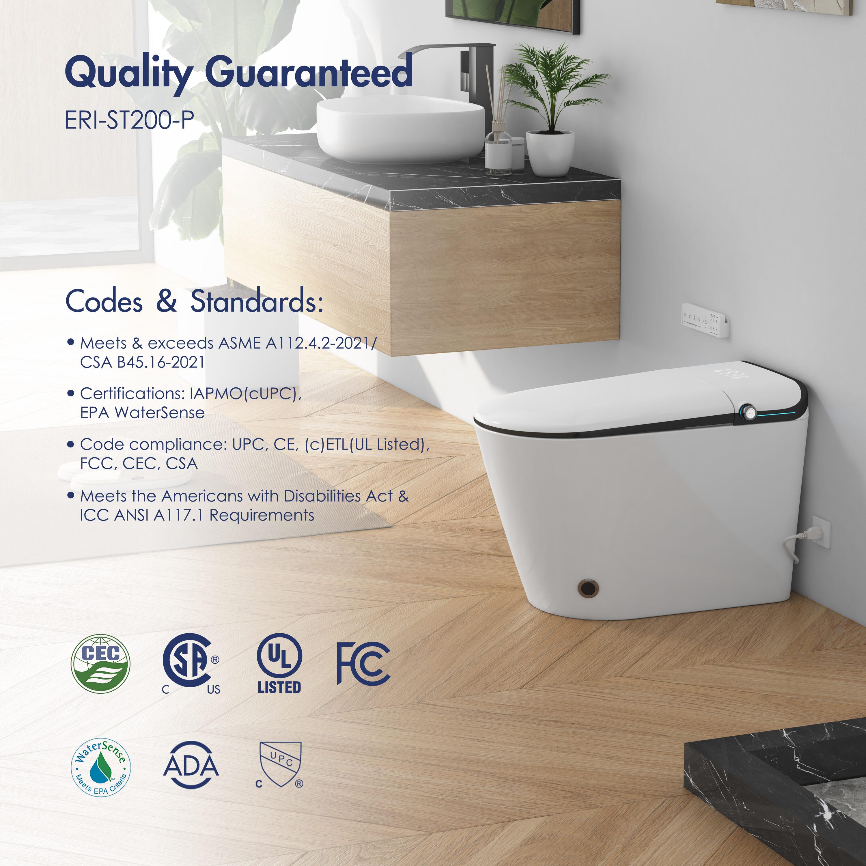 smart toilet CE UPC WaterMark certifications